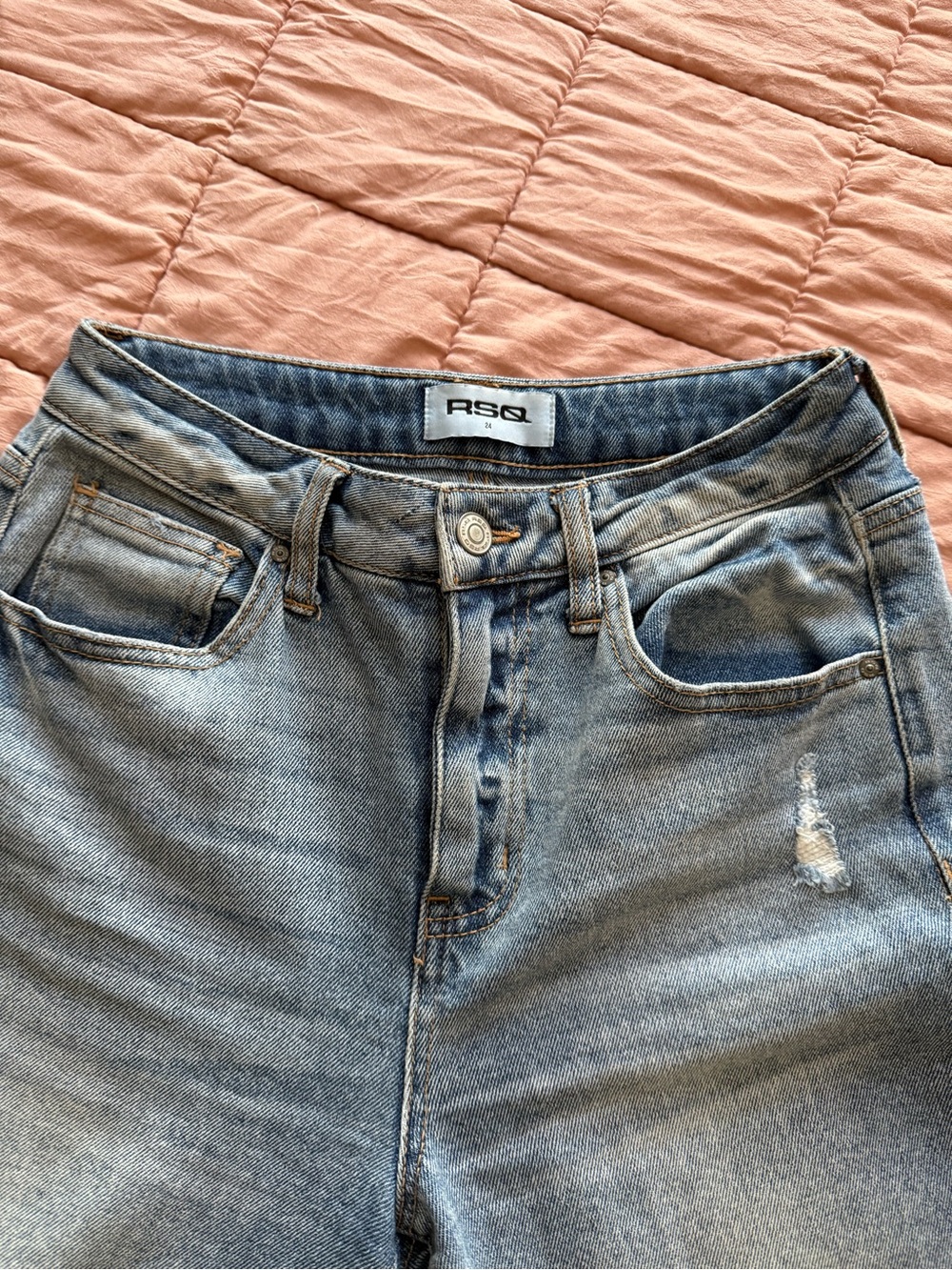 RSQ Women's Washed Light Blue High-Rise Jeans